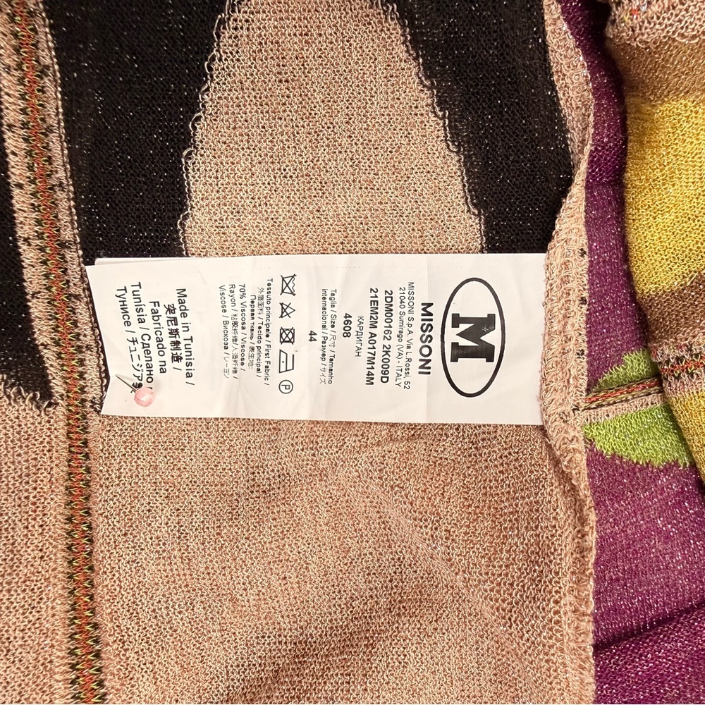 M Missoni Metallic Knit Maxi Duster Cardigan Multicolor Zig Zag IT 44 US 10 - Picture 15 of 16